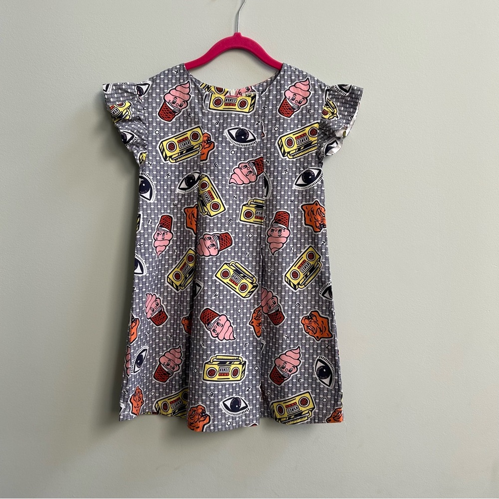 Kenzo Multicolor Girls’ Graphic Short Sleeve Dress, Size 8A - Picture 1 of 11